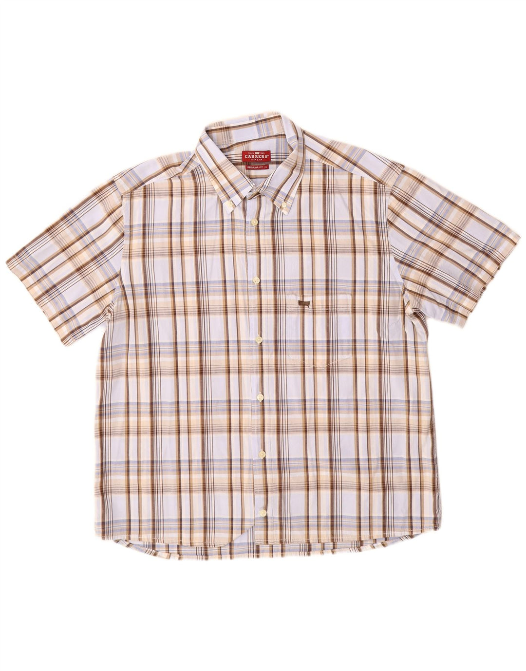 Camisa Carrera Regular Fit Manga Corta Hombre XL Cuadros Multicolor