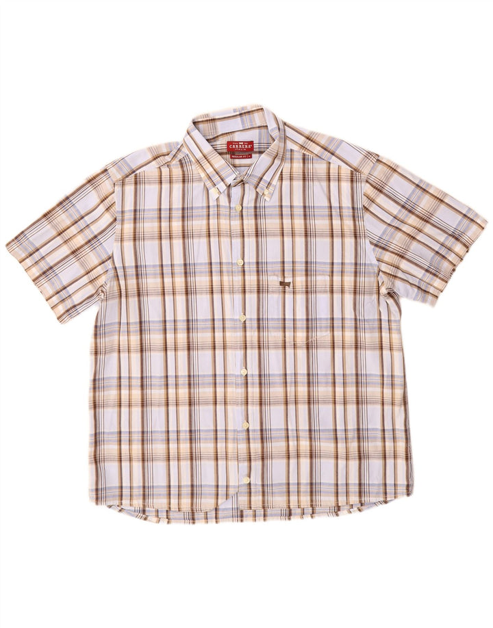 Camisa Carrera Regular Fit Manga Corta Hombre XL Cuadros Multicolor