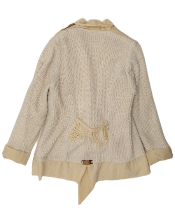 Outrage Chaqueta tipo blazer de punto de esquí para mujer Reino Unido 44 Mediano Blanco roto Colorblock