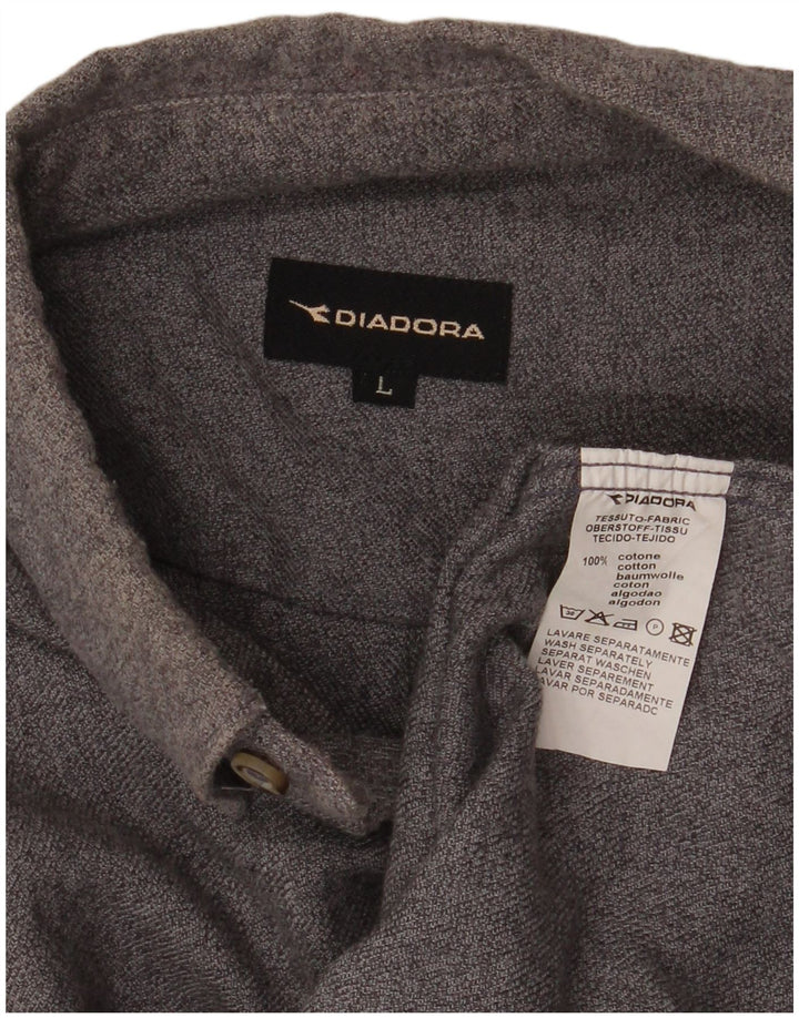 Diadora Camisa De Franela Hombre Grande Gris Algodón