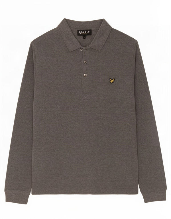 Lyle & Scott Polo de manga larga para hombre de algodón gris grande