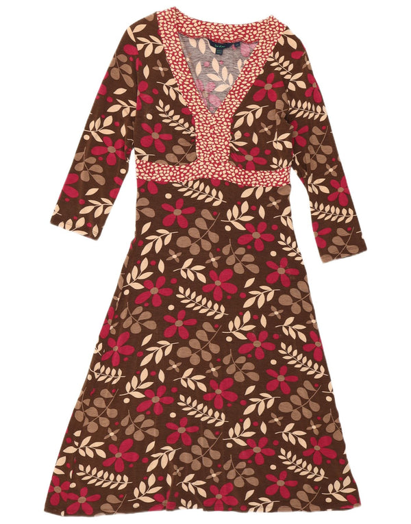 BODEN Vestido acampanado de manga larga para mujer UK 40 Pequeño marrón floral bohemio