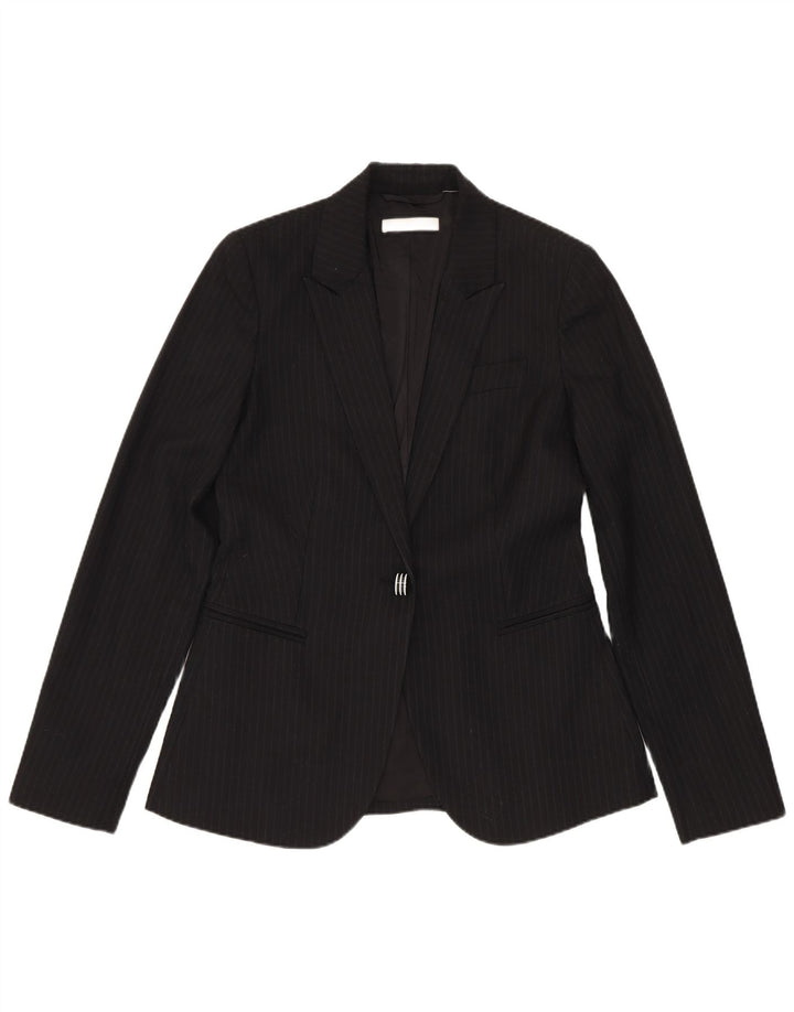 Stefanel Traje de 2 piezas con 1 botón para mujer IT 40 Small W28 L28 Black Pinstripe
