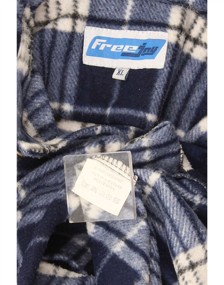 Camisa de franela vintage para hombre XL Poliéster a cuadros azul marino