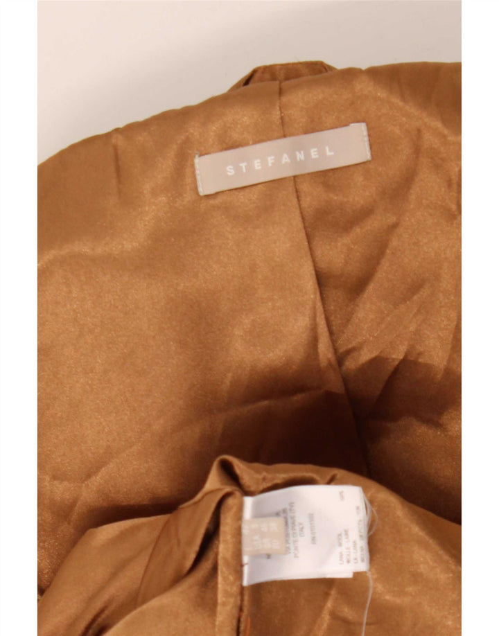 Stefanel Chaqueta tipo blazer con doble botonadura para mujer UK 10 Small Brown Check Wool