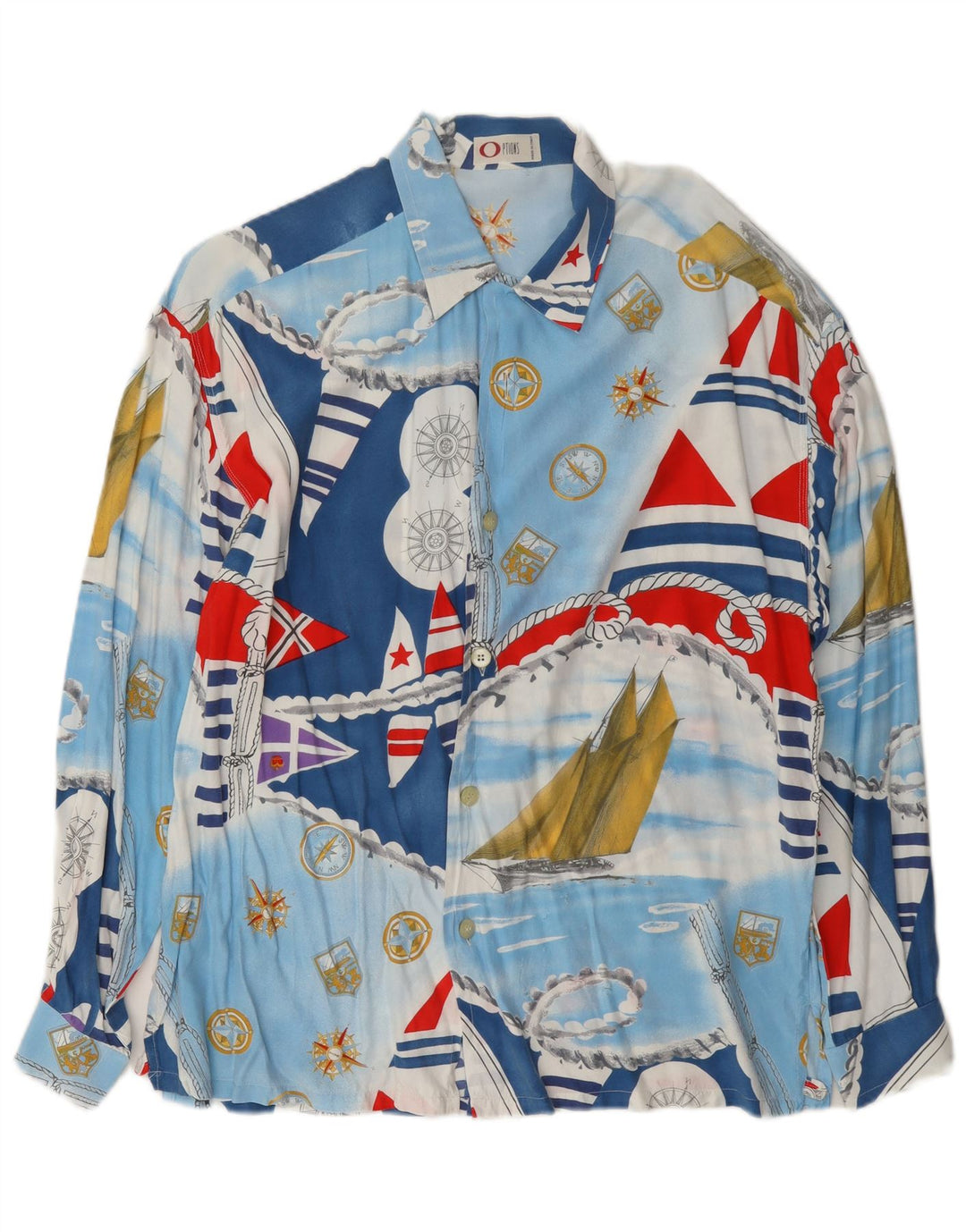 Camisa gráfica vintage para hombre azul grande