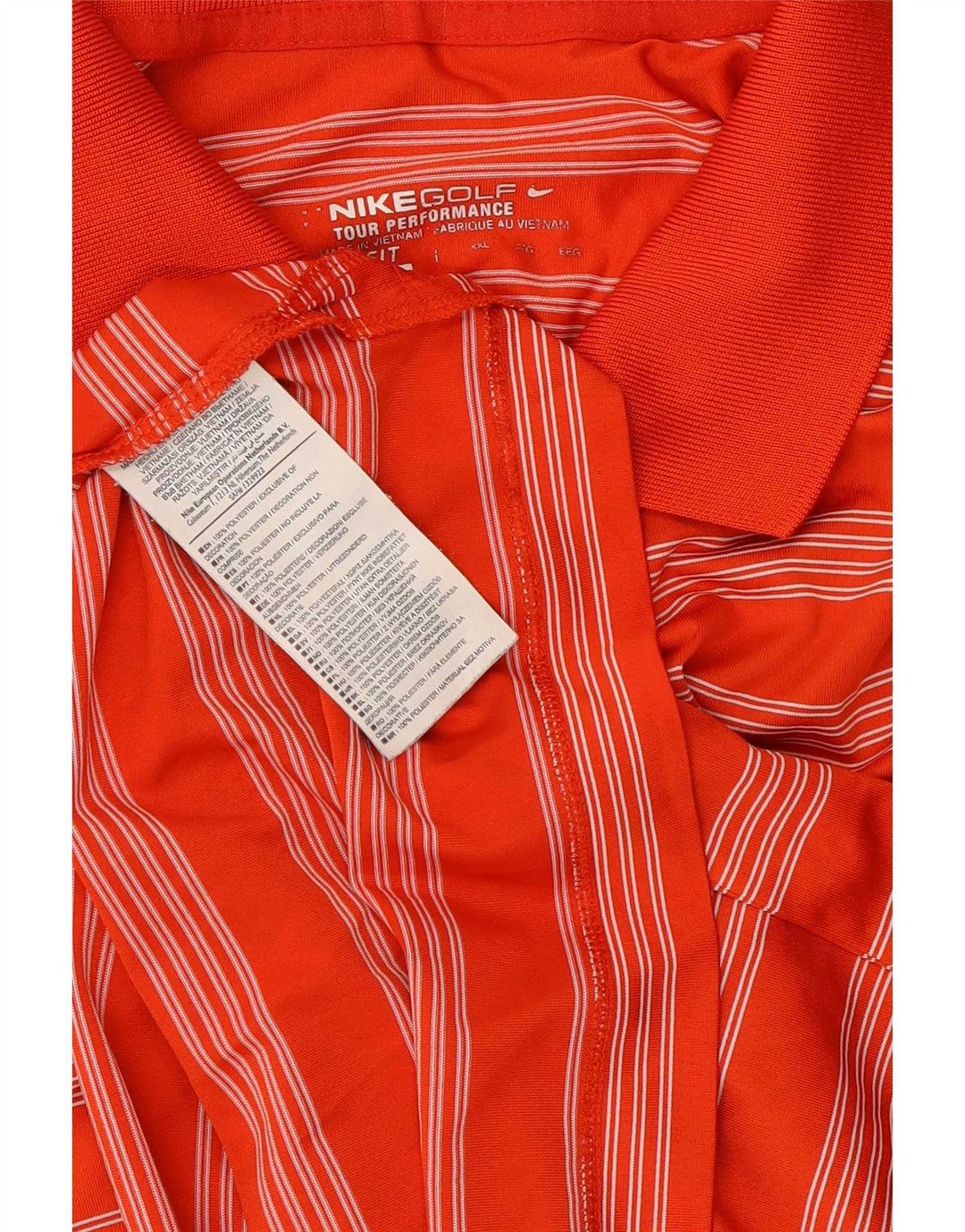 Nike Polo Dri Fit para hombre 2XL Poliéster a rayas naranja