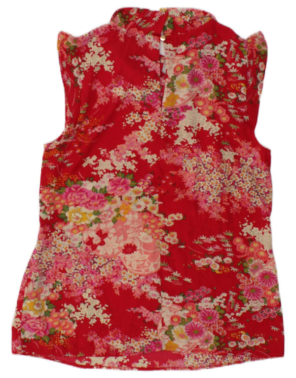 Oasis Blusa sin mangas para mujer Top UK 10 Small Red Floral Poliéster