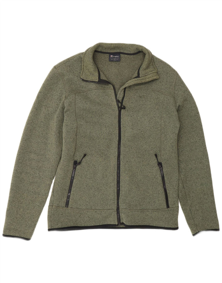 Champion Chaqueta de chándal para hombre, poliéster moteado de color caqui grande