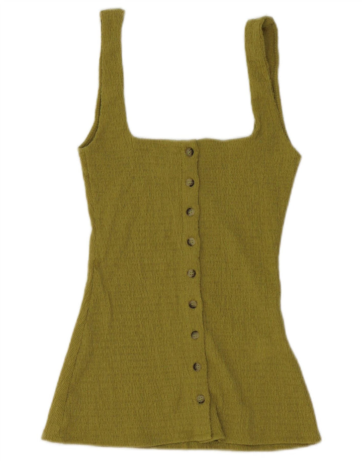 Zara Mujer Chaleco Top UK 12 Poliéster Verde Medio