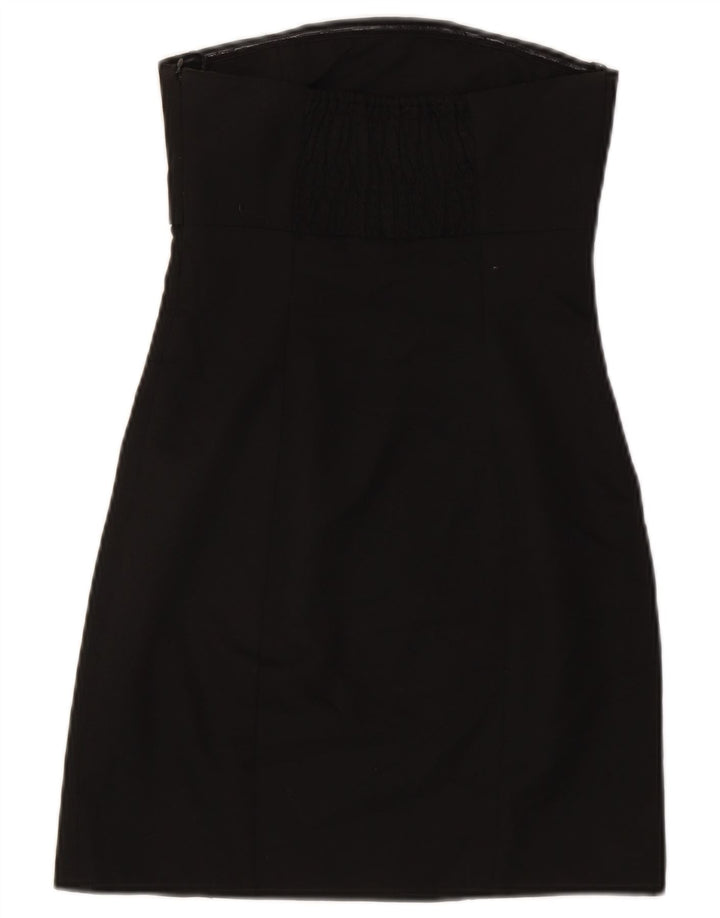 Zara Mujer Vestido Sin Tirantes UK 4 XS Poliéster Negro