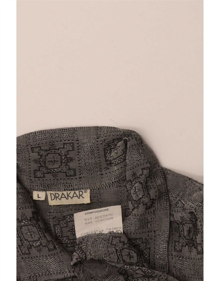 Vintage hombres camisa de manga corta grande gris comprobar acetato