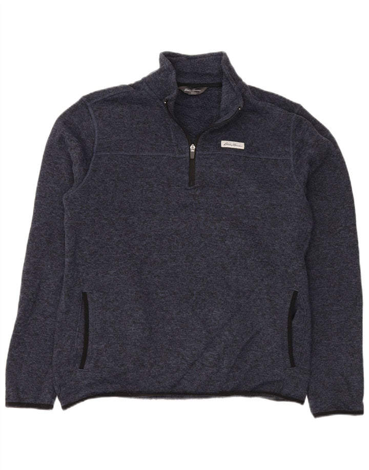 EDDIE BAUER Sudadera con cuello y cremallera para hombre Jersey grande Azul marino Poliéster