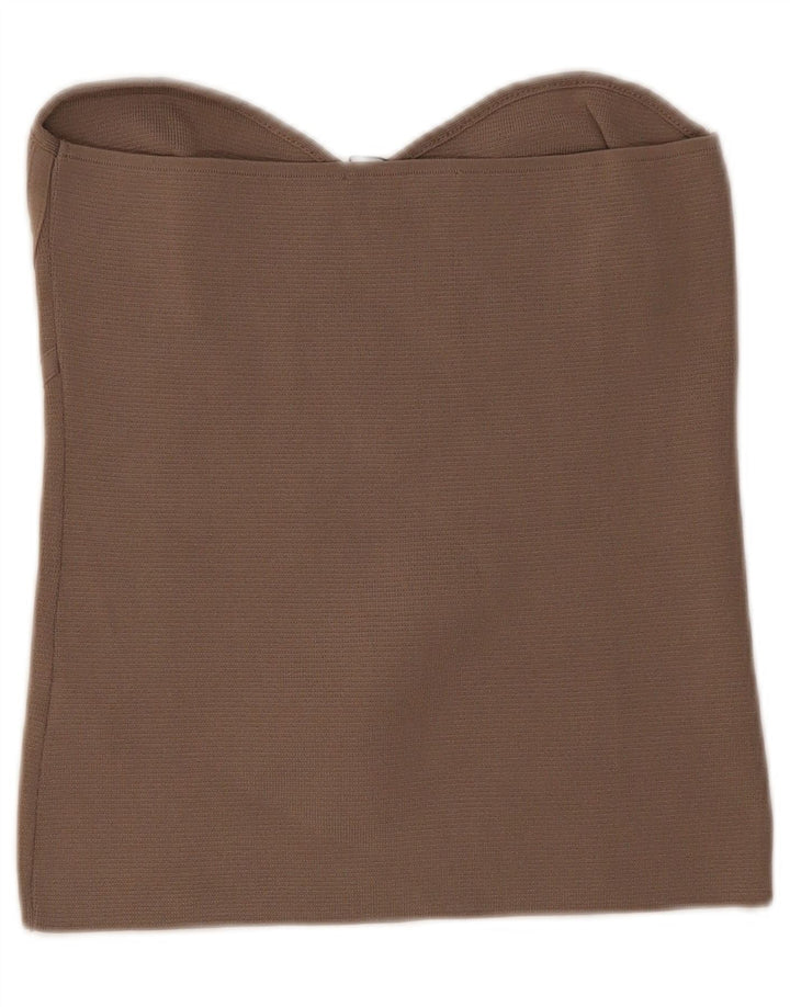 Zara Top corto sin tirantes para mujer UK 44 Large Nylon marrón