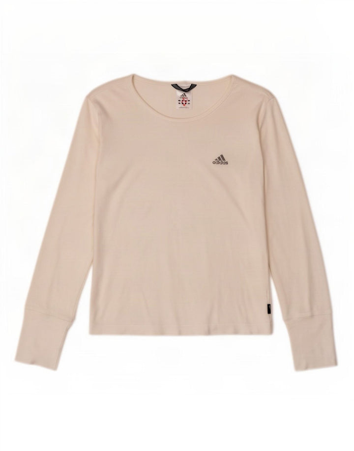 Adidas - Camiseta de manga larga para mujer, talla 40, talla mediana, color blanco