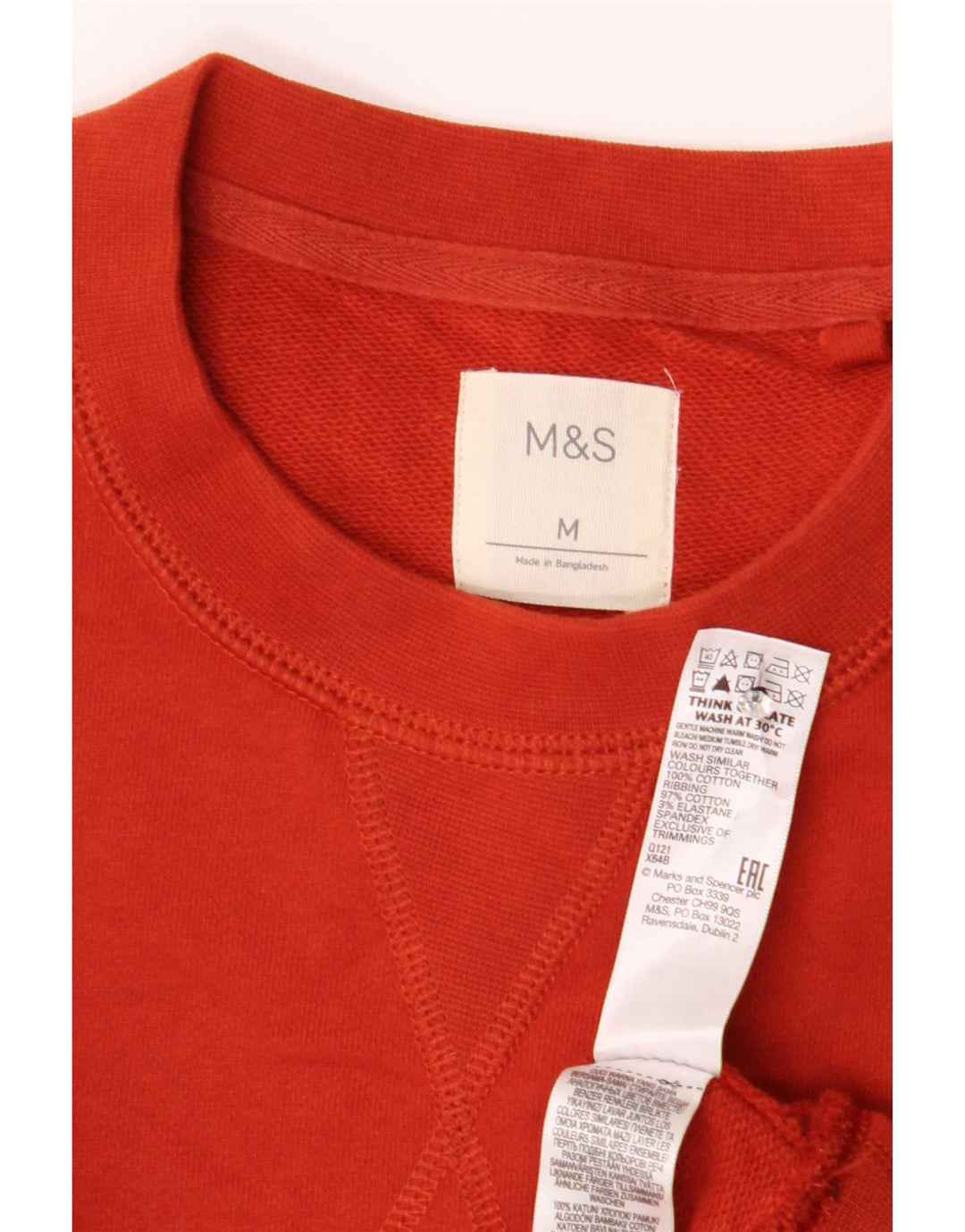 Marks & Spencer Hombre Sudadera Jumper Medium Rojo Algodón