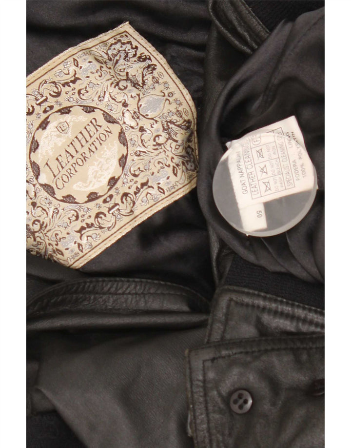 Chaqueta de cuero vintage para hombre IT 50 Medio Negro