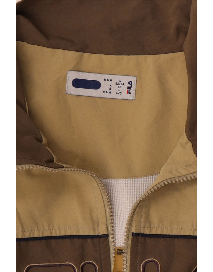 FILA Mens Graphic Chándal Top Chaqueta Grande Beige Colorblock