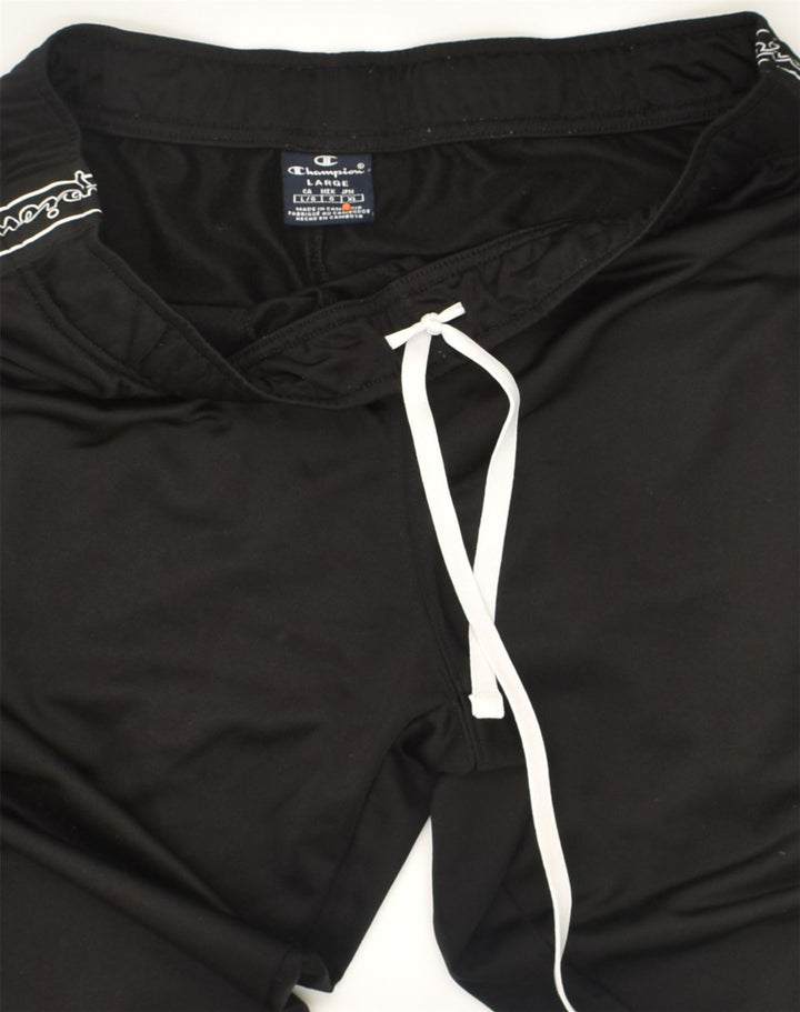 CHAMPION Pantalones de chándal con estampado gráfico para hombre Joggers Large Poliéster negro