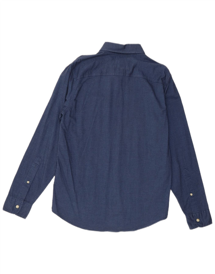 Camisa Hollister Hombre Pequeña Algodón Azul