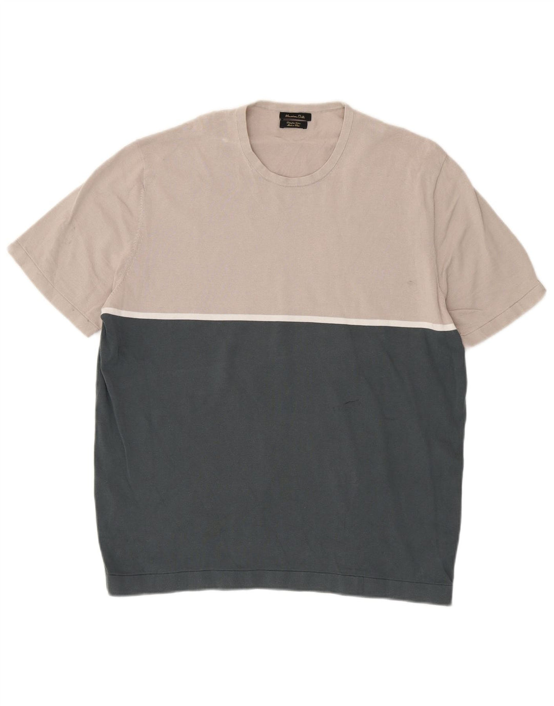 Massimo Dutti Jersey Cuello Redondo Hombre XL Gris Colorblock