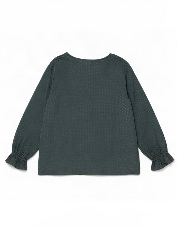 Crew Clothing Blusa de manga larga para mujer Top UK 12 Lunares verdes medianos