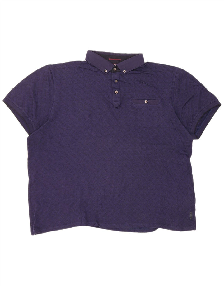 Polo Ted Baker para hombre talla 6 2XL algodón a cuadros azul marino