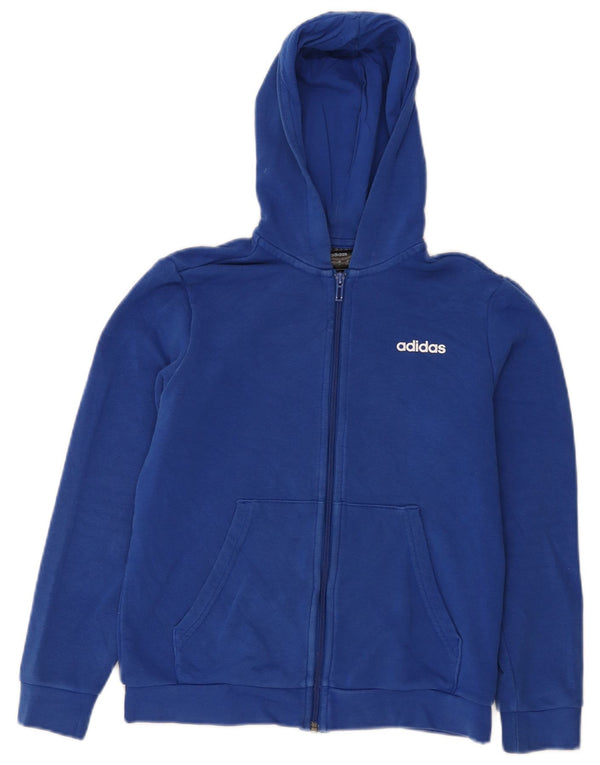 Adidas - Sudadera con capucha y cremallera para niños, 11-12 años, algodón azul