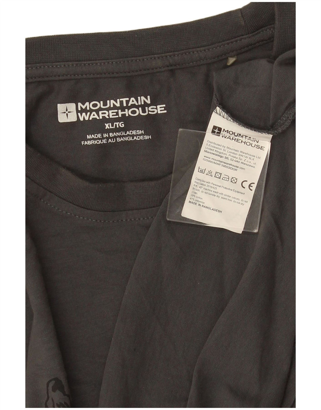 Mountain Warehouse Camiseta gráfica para hombre Top XL Algodón gris
