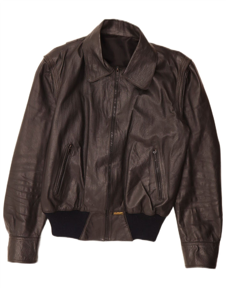 Albert Chaqueta de cuero para mujer UK 46 Grande Marrón