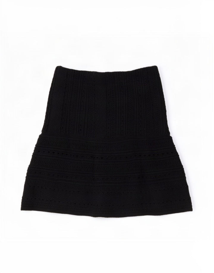 Zara Mujer Minifalda De Punto Mediana W28 Algodón Negro