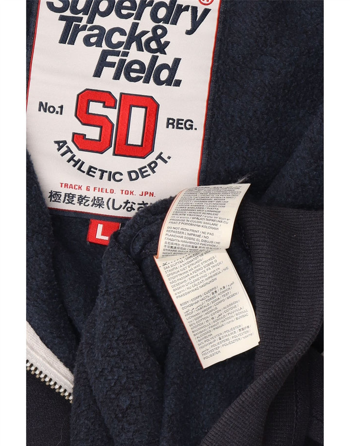 SUPERDRY Chaqueta de chándal con gráfico Track & Field para hombre, talla grande, azul marino