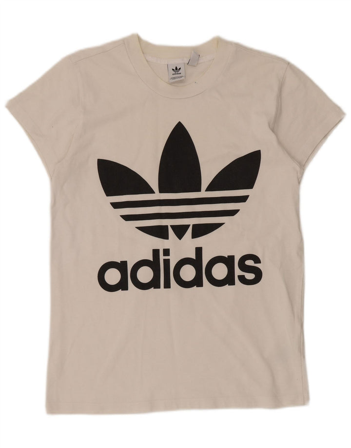 ADIDAS Camiseta con gráfico extragrande para mujer UK 2 2XS Algodón blanco