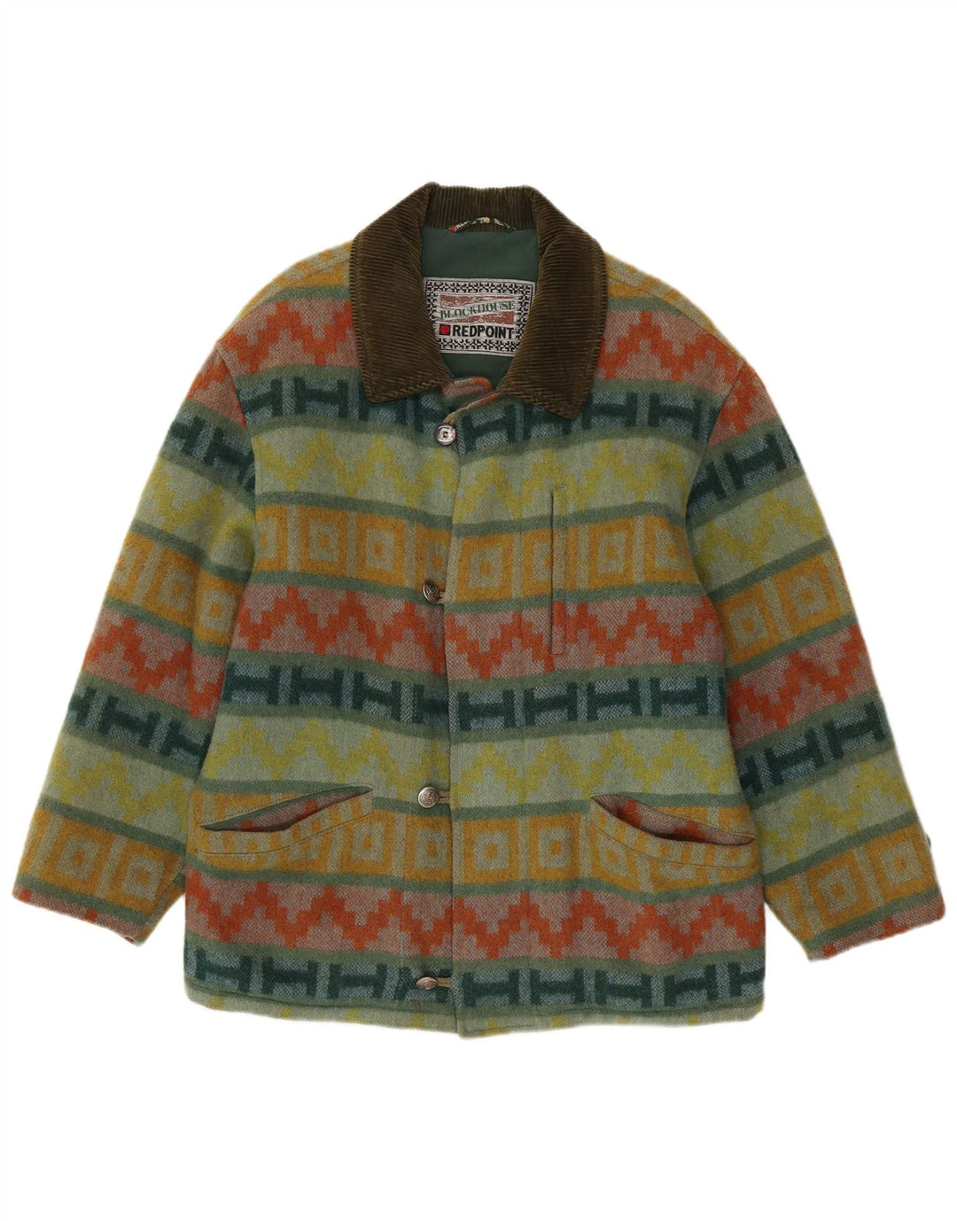 Abrigo cortavientos para hombre Redpoint IT 48 Lana geométrica verde medio azteca