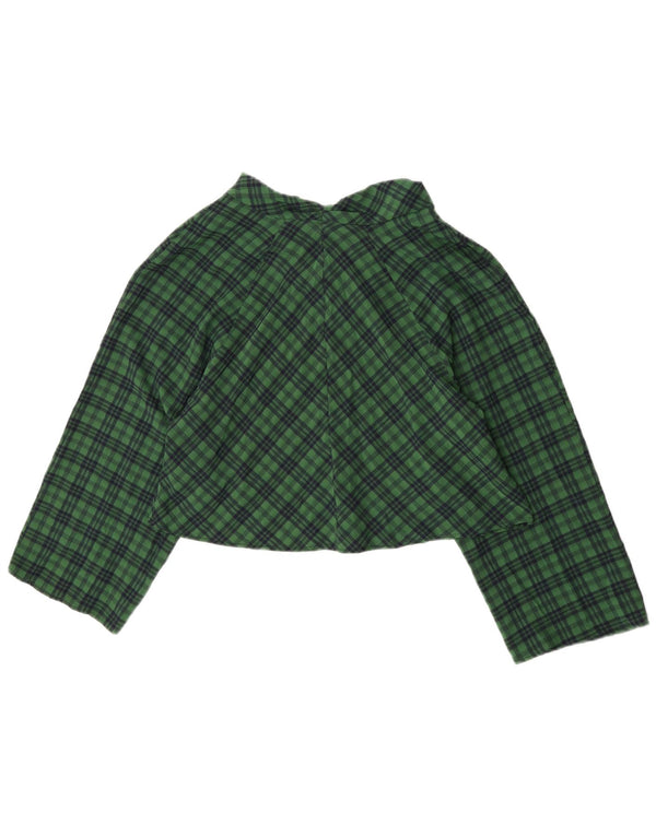 Zara Mujer Crop Blusa Extragrande De Manga 3/4 Top UK 10 Small Green Check