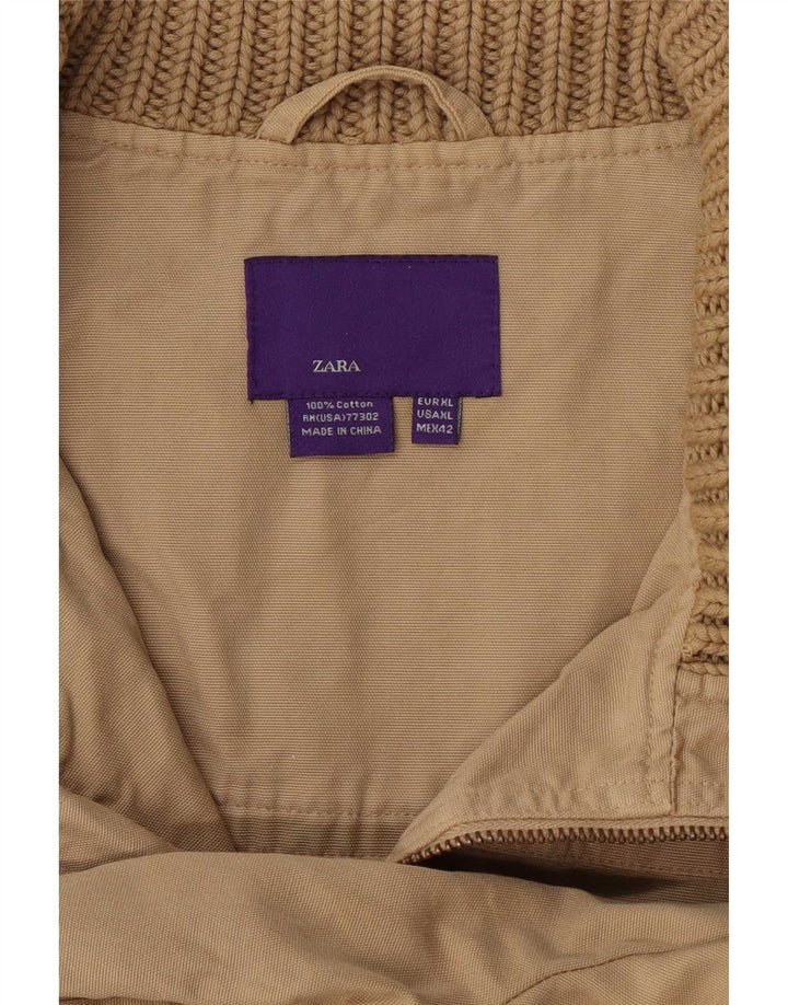 Zara Hombre Cazadora Bomber ES 42 XL Algodón Beige