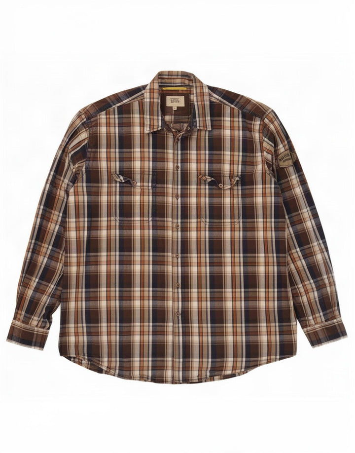 Camisa Camel Active para hombre 2XL Algodón a cuadros marrón