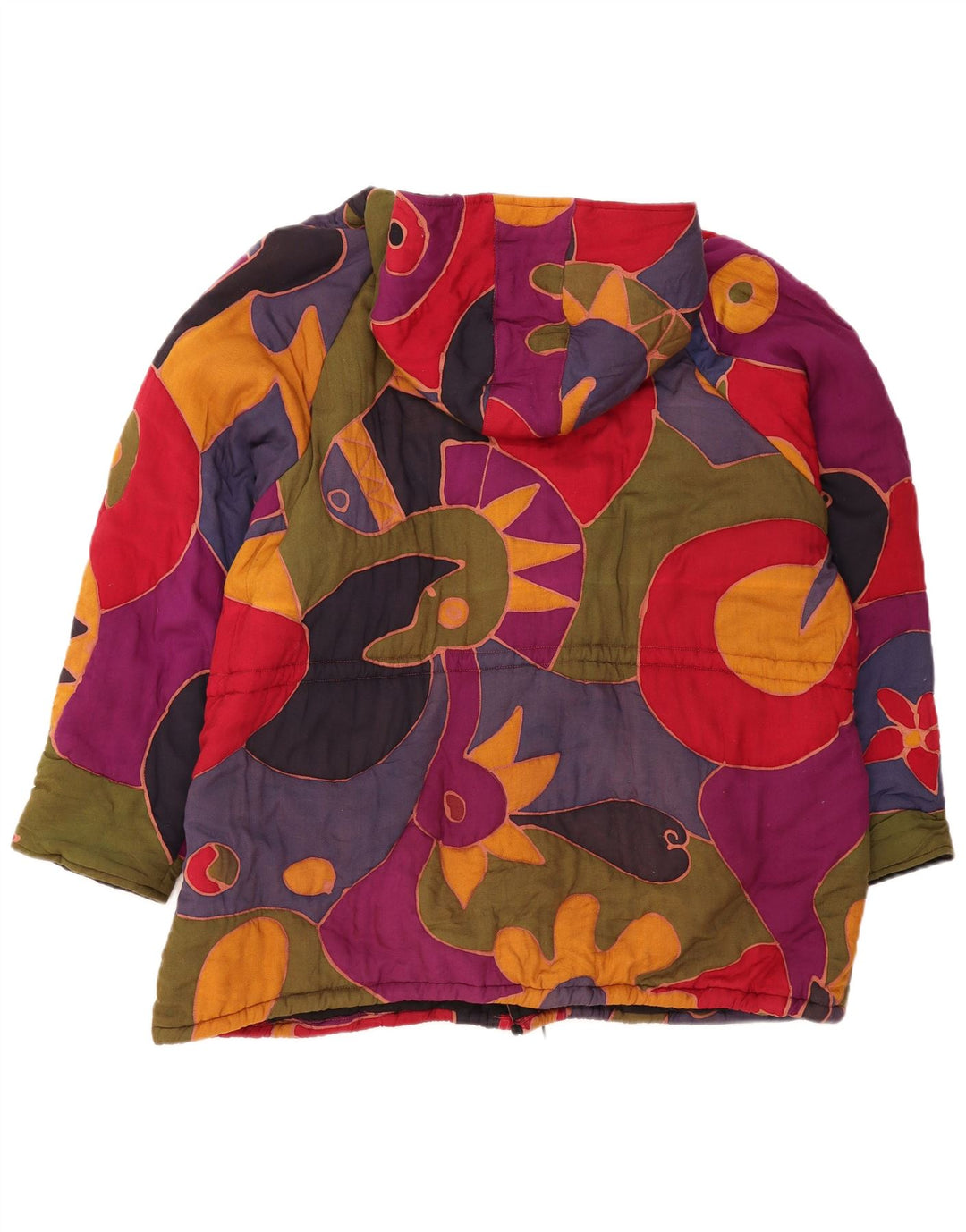 Vintage mujer patrón abstracto chaqueta cortavientos Reino Unido 16 grande multicolor