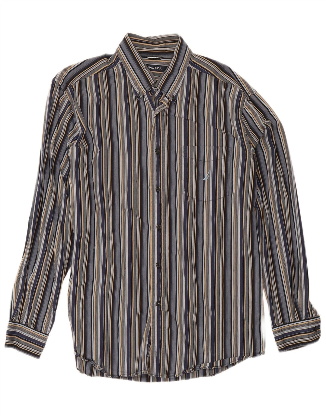 Nautica Mens Shirt Large Multicoloured Striped Cotton