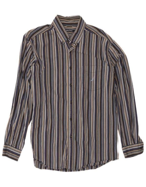 Nautica Mens Shirt Large Multicoloured Striped Cotton