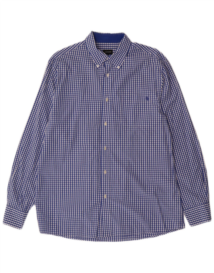 Camisa Jaeger Hombre Grande Algodón Vichy Azul