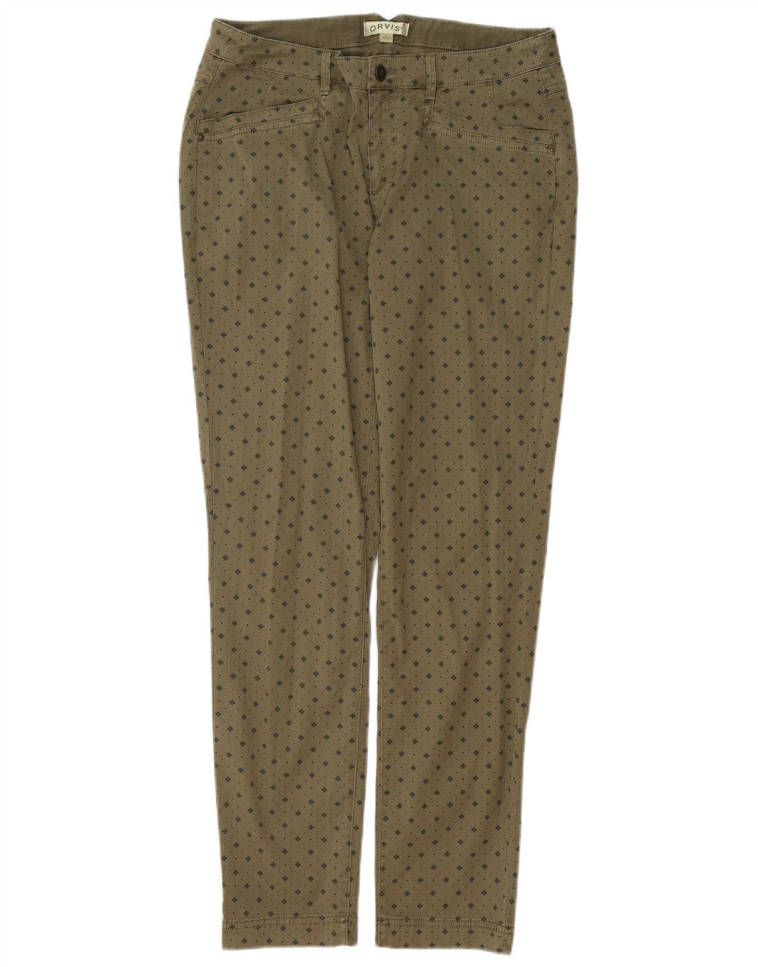 ORVIS Pantalones casuales delgados para mujer US 8 mediano W30 L29 algodón manchado caqui