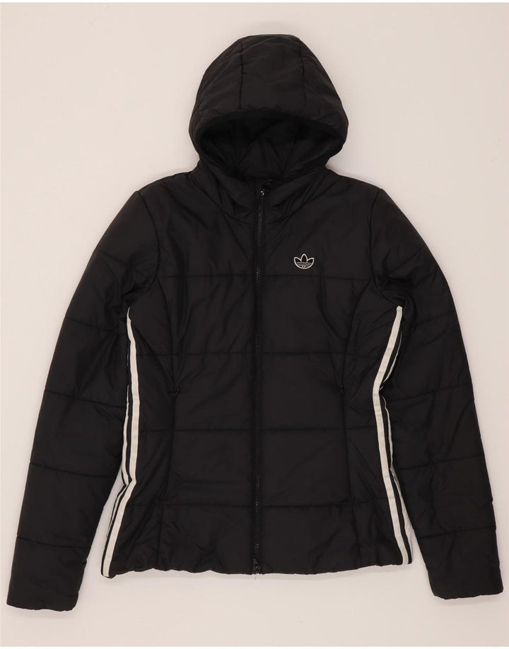 Adidas Chaqueta acolchada con capucha para mujer UK 10 Small Poliéster negro