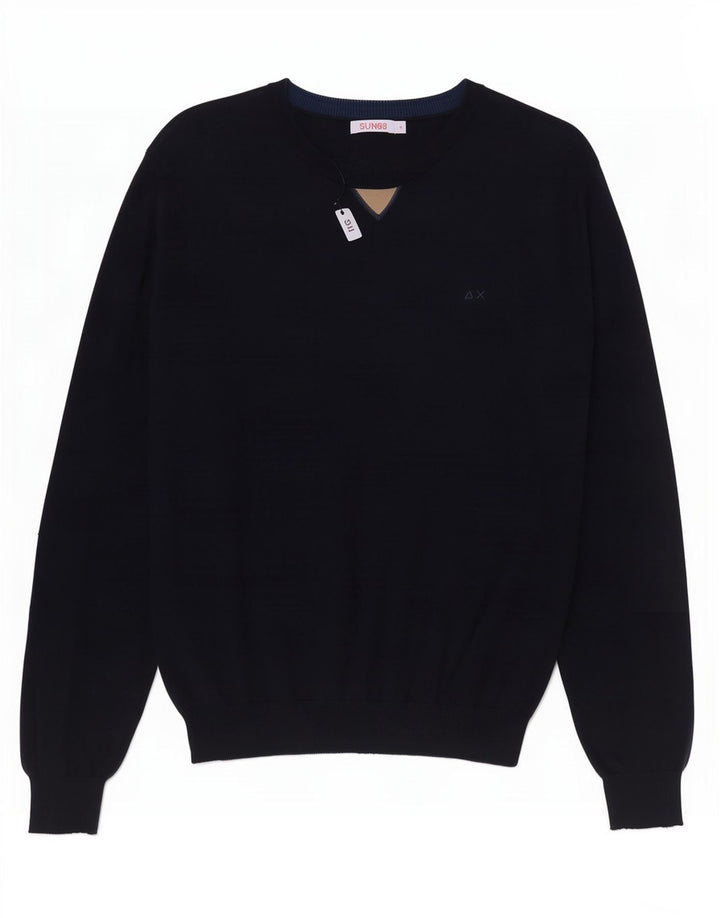 Sun68 - Jersey de cuello redondo para hombre, color azul marino mediano, algodón
