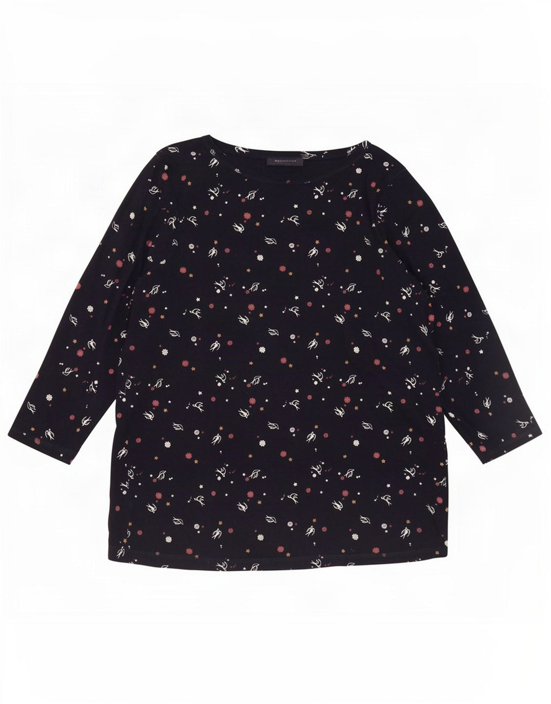 Marks & Spencer Top con estampado abstracto para mujer, manga 3/4, UK 20, 2XL, azul marino