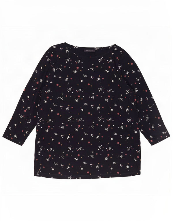 Marks & Spencer Top con estampado abstracto para mujer, manga 3/4, UK 20, 2XL, azul marino