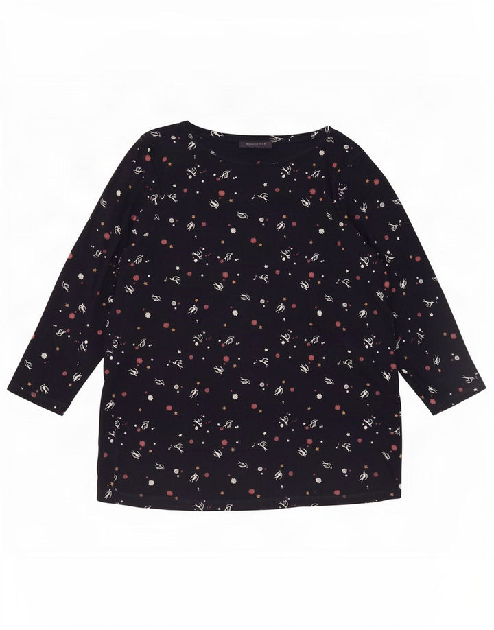Marks & Spencer Top con estampado abstracto para mujer, manga 3/4, UK 20, 2XL, azul marino
