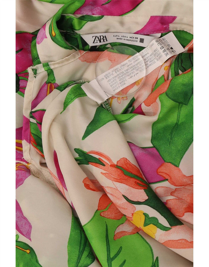 Zara Blusa camisera extragrande para mujer UK 46 Grande Multicolor Floral