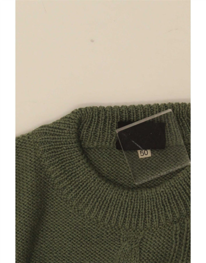 Vintage hombres cuello redondo jersey suéter IT 50 verde medio