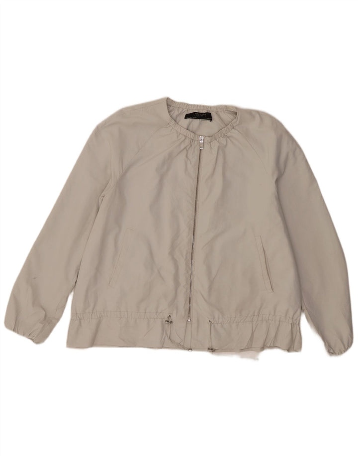 Zara Chaqueta Bomber para Mujer UK 46 Grande Poliéster Gris